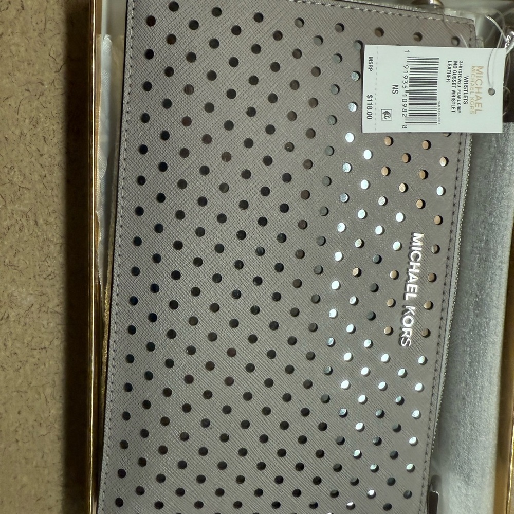 Michael Kors Gray Perforated Clutch